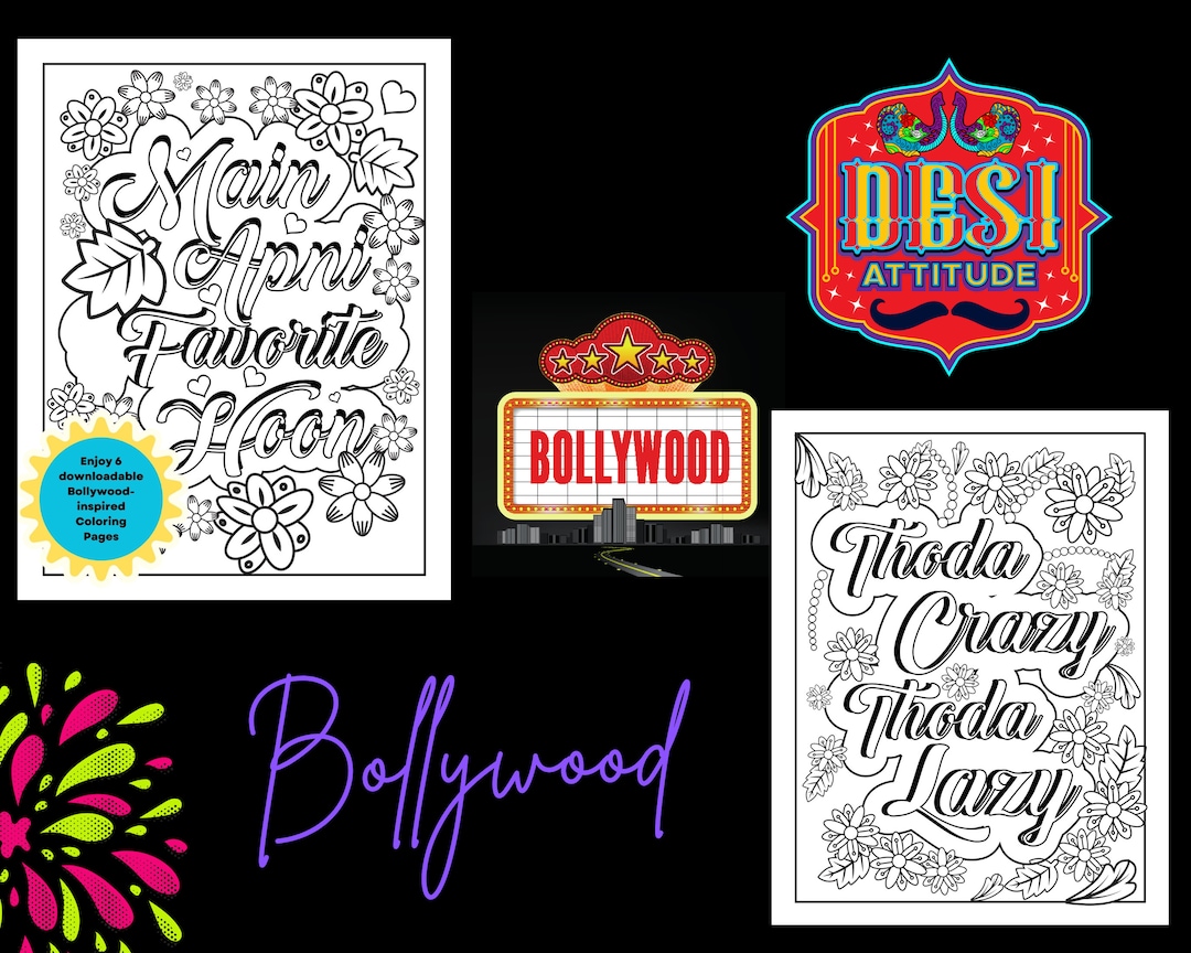 Bollywood Collection 1 Coloring Pages Digital File Desi Girl Indian