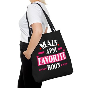 South Asian Gift Tote Bag, Bollywood Meme Shopping Bag, Desi Beach Bag, Funny Hindi Punjabi Quote Tote, Indian Large Tote Bag