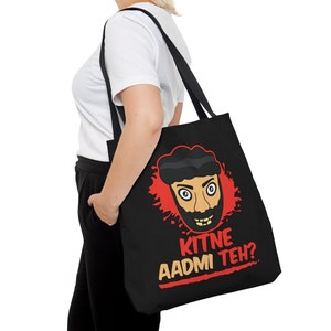 Bollywood Pop Culture Tote Bag, South Asian Gift, Funny Hindi Punjabi Quote Tote, Desi Indian Beach Bag, Large Shopping Bag, School Bag