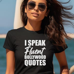 Camiseta de manga curta &quot;I Speak Fluent Bollywood Quotes Desi&quot;, camiseta masculina e feminina do sul da Ásia, camiseta indiana de malha, presente de manga curta do sul da Ásia