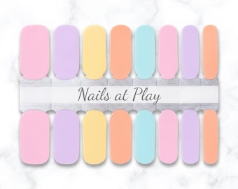 Nail Wraps | Pastel Rainbow Solids | Easter Spring Mix & Match | Solid Color Nail Strips | Nails at Play