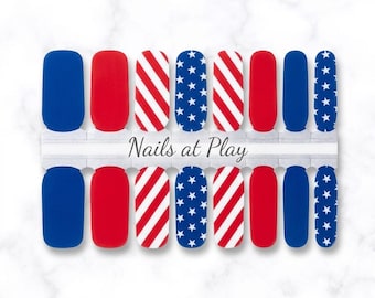 Nail Wraps | Stars & Stripes | Red White n Blue | Patriotic 4th of July Nail Strips | Nails at Play