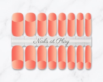 Nail Wraps | Coral Ombre French Tip | Peach Gradient | Modern French Manicure Nail Strips | Nails at Play