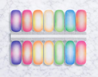 Nail Wraps | Rainbow Aura Glow | Pastel Ombre Mist | Colorful Nail Strips | Nails at Play