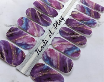 Purple Marble - Nail Wraps - Nail Strips - Stone