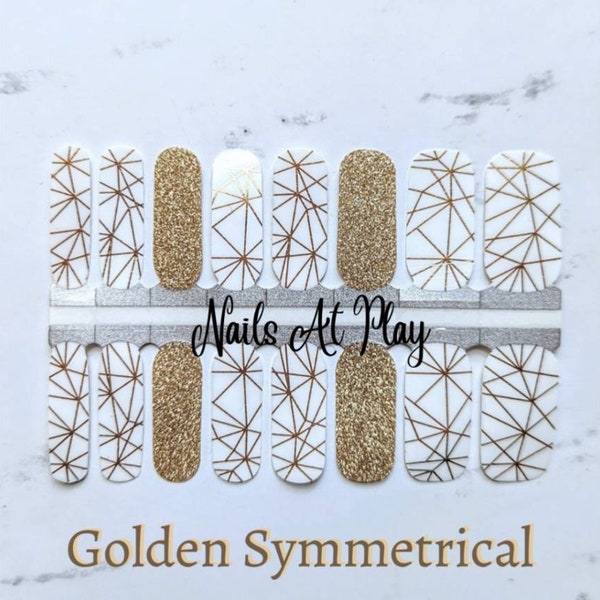 Gold Symmetrical - Nail Wraps Nail Strips - Glitter