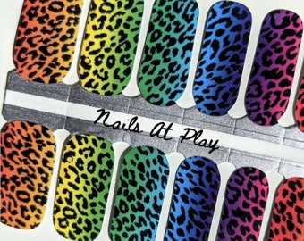 Rainbow Leopard - Nail Wraps - Nail Strips - Animal Print