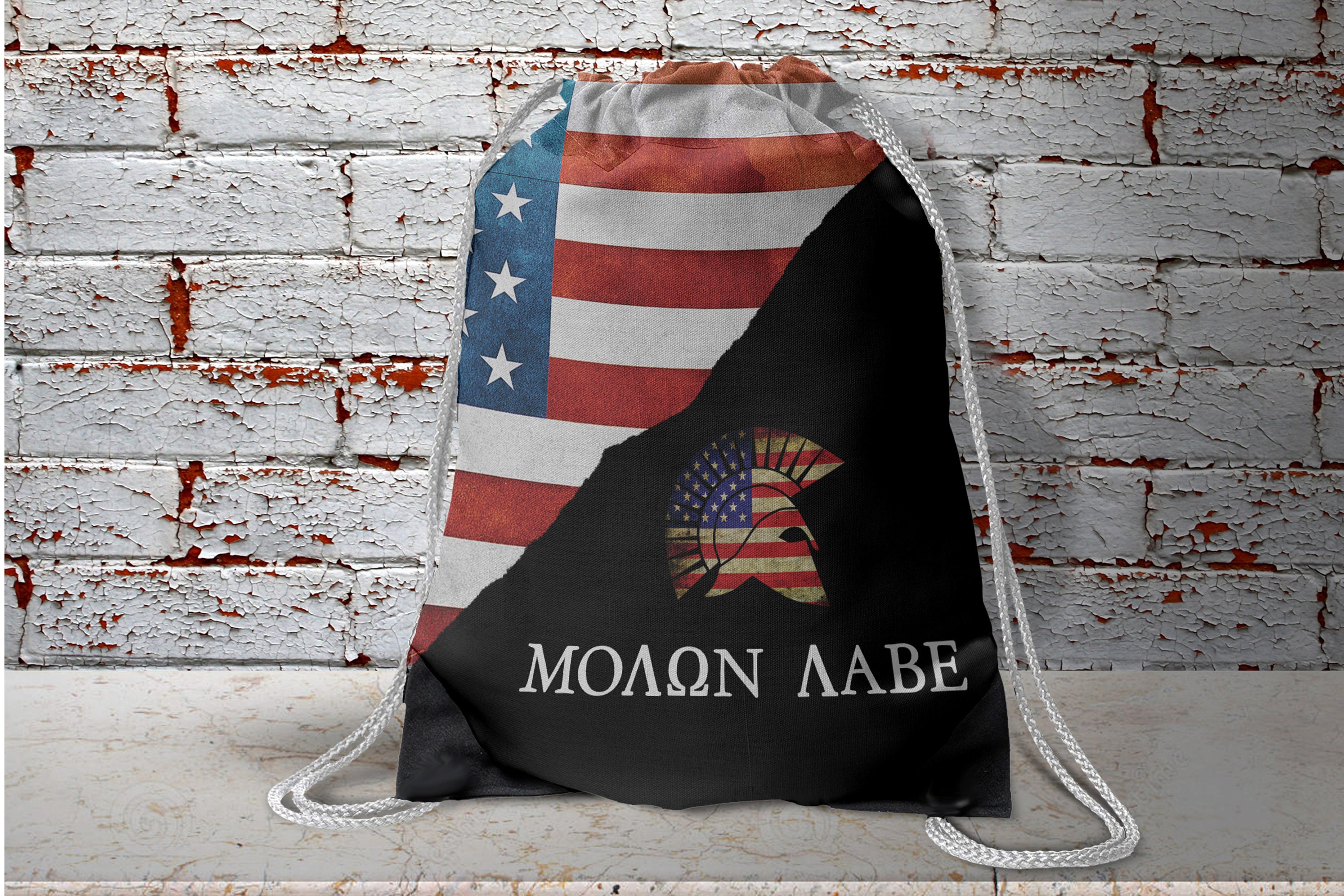 American Flag Molon Labe Flag Drawstring Bag Patriotic Molon Etsy