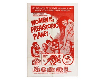Vintage 60-talsfilmaffisch - Original 1966 Women of the Prehistoric Planet - Retro 60-talsfilm, ett ark, action, monster, skräck, reklamkonst 27 x 41