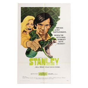 Vintage 70s Movie Poster - Original 1972 Stanley - Retro 70's Film One Sheet Snake Horror Reptile Ad Art 27 x 41