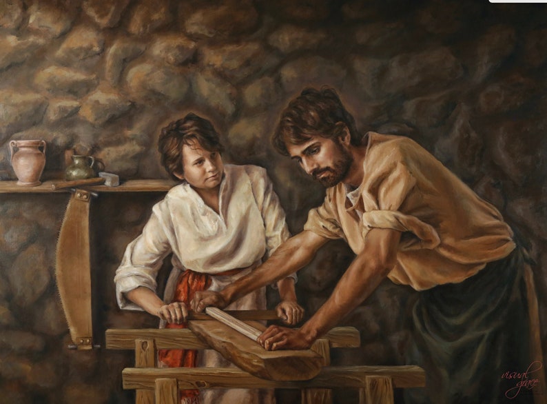 St Joseph and Child Jesus in Print. 5x7 Print of St Joseph