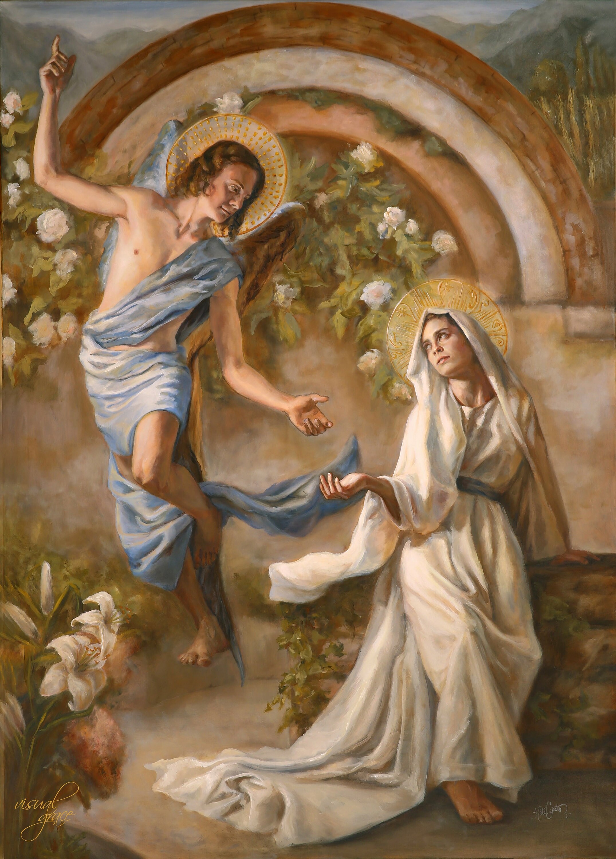 Annunciation Art 5x7 Matted Print Sacred Art Original Etsy