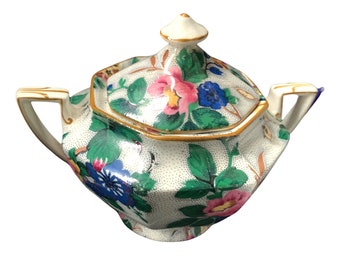 Floral Crown Ducal Ascot Sugar Bowl & Lid