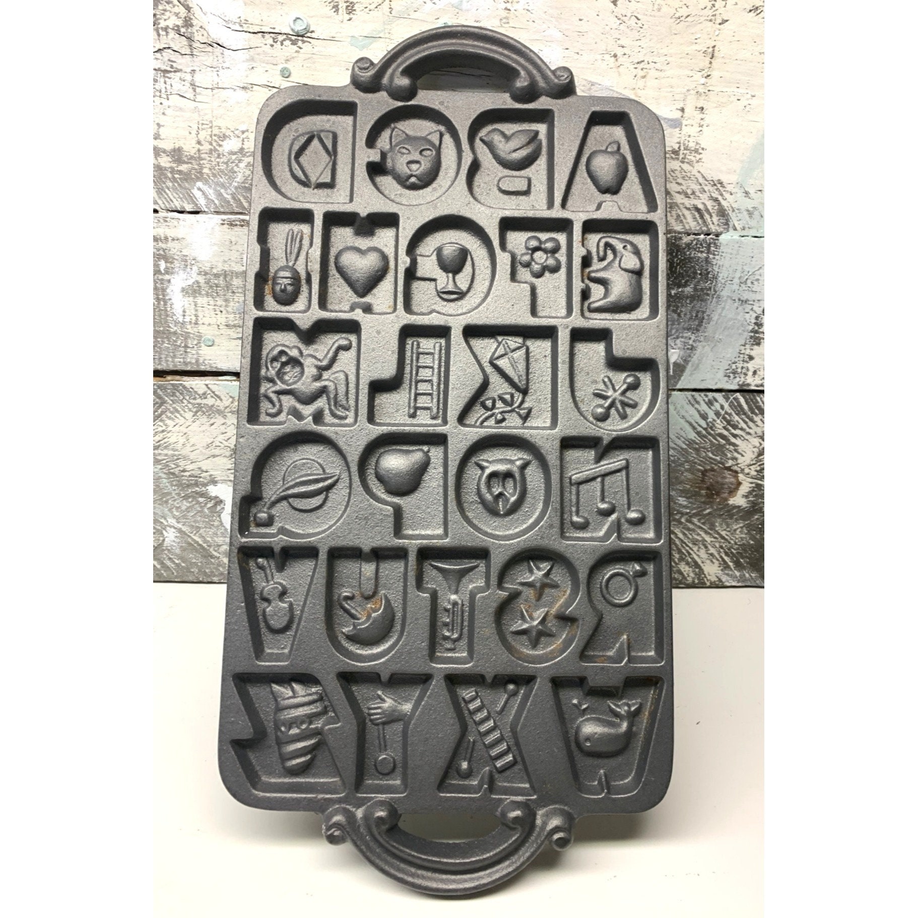John Wright Cast Iron Alphabet Cookie Mold Etsy