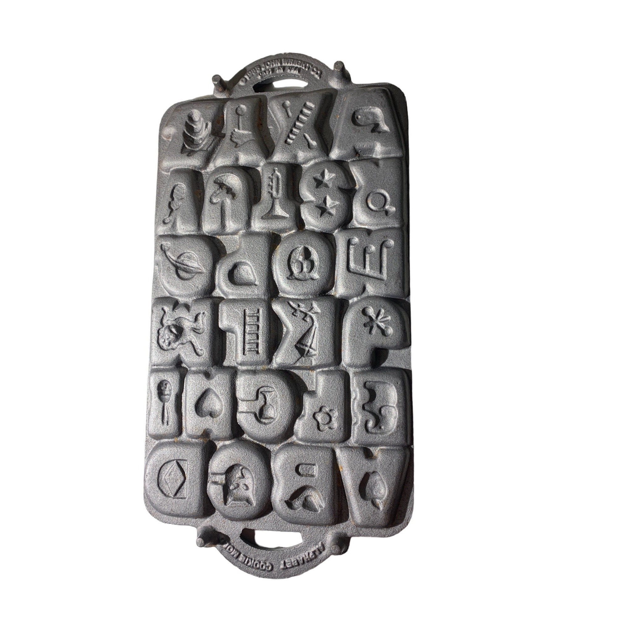 John Wright Cast Iron Alphabet Cookie Mold Etsy