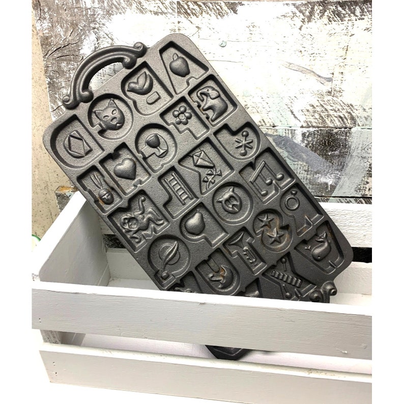 John Wright Cast Iron Alphabet Cookie Mold Etsy