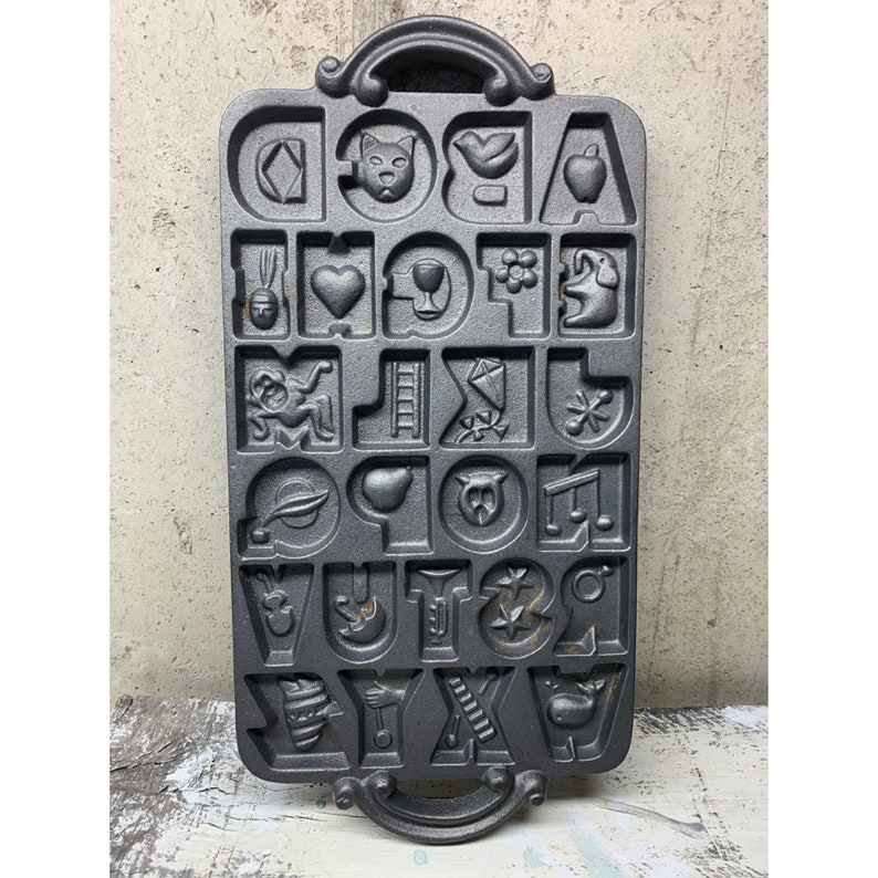 John Wright Cast Iron Alphabet Cookie Mold Etsy