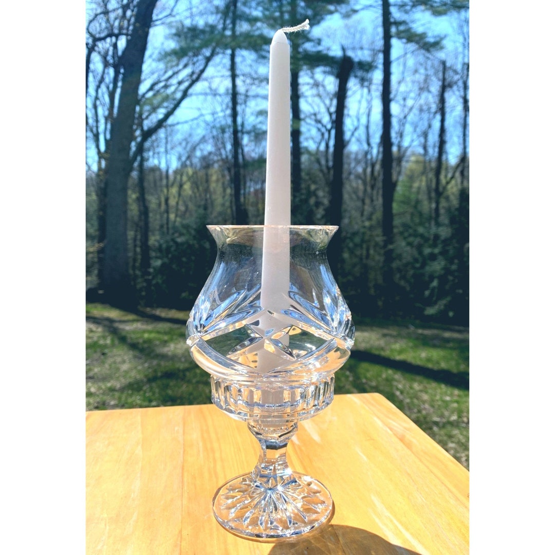 Lovely Lead Crystal Hurricane Lamp Two Piece Etsy