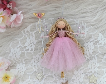 Custom Pink Sugar Plum ballerina fairy ornament, ballerina fairy doll, Christmas ballerina fairy doll, handmade ballerina ornament