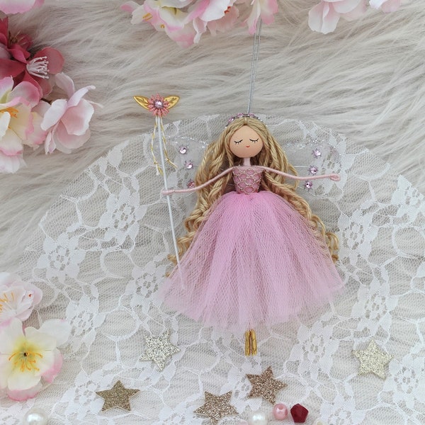 Custom Pink Sugar Plum ballerina fairy ornament, ballerina fairy doll, Christmas ballerina fairy doll, handmade ballerina ornament