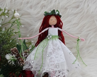 White Doll, Christmas Doll, Fairy Doll, Custom Doll, Handmade Doll, Christmas Doll Ornament