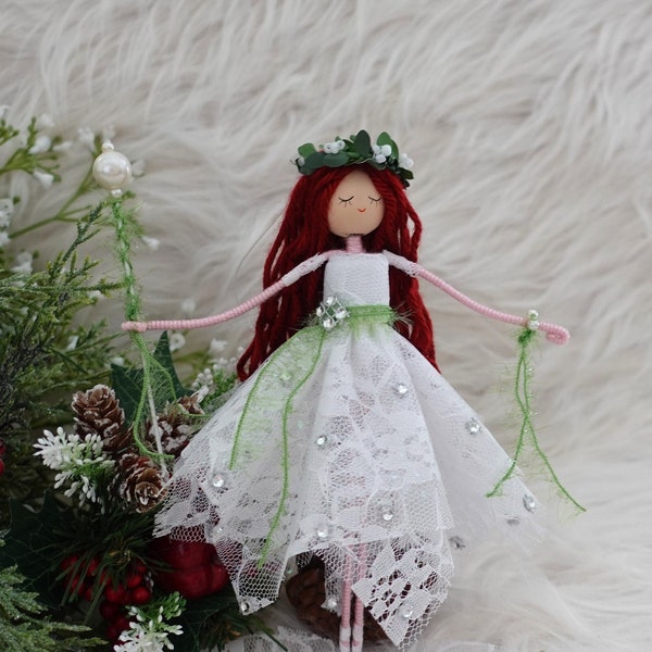 White Doll, Christmas Doll, Fairy Doll, Custom Doll, Handmade Doll, Christmas Doll Ornament