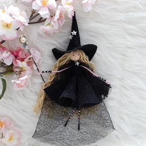 Witch Doll, Halloween Witch, Custom Witch Doll, Black Witch, Handmade Witch Doll, Christmas Witch decoration, Halloween Witch