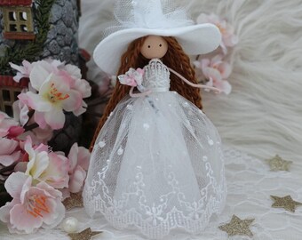White Bride Witch Doll, Bride Doll, Bridal Witch, Bridal Doll, Handmade Bride Witch, Custom Bride Doll, White Witch