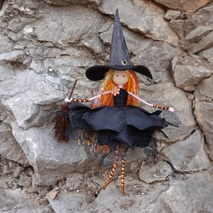 Witch Doll, Halloween Witch, Custom Witch Doll, Black Witch, Handmade Witch Doll, Christmas Witch decoration, Halloween Witch