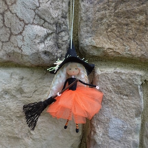 Witch Doll, Halloween Witch, Handmade Witch, Miniature Witch, Pumpkin Witch, Handmade Witch, Christmas Witch ornament, Halloween Witch