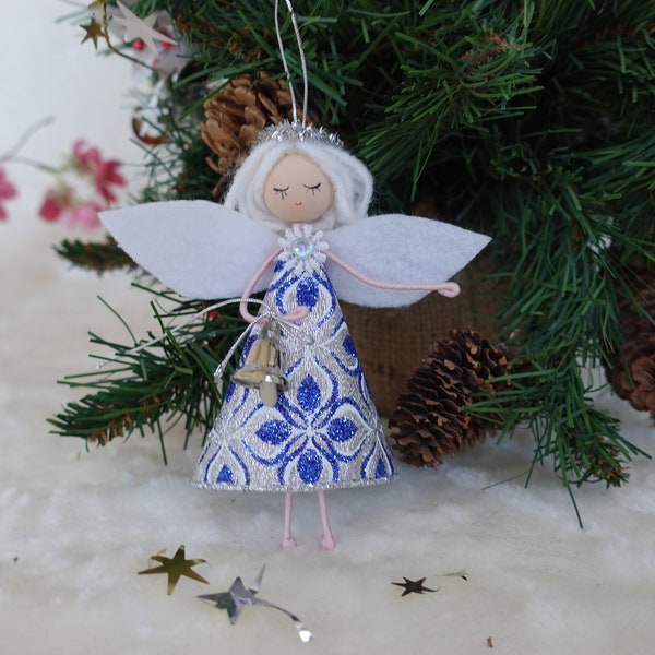 Blue Christmas Angel Ornaments, Fairy Ornaments, Christmas tree angel ornaments, Handmade Fairy dolls, Bendy angel dolls