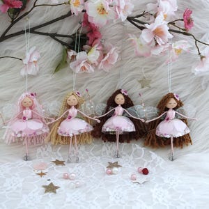 Pink Flower fairy doll, Handmade fairy doll, Christmas fairy ornament, bendy fairy doll, fairy doll gift, ballerina fairy, miniature fairy