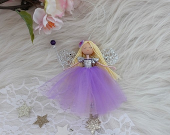 Ballerina fairy doll, lavender fairy ornament, ballerina ornament, miniature fairy, Christmas fairy tree ornament, handmade ballerina doll