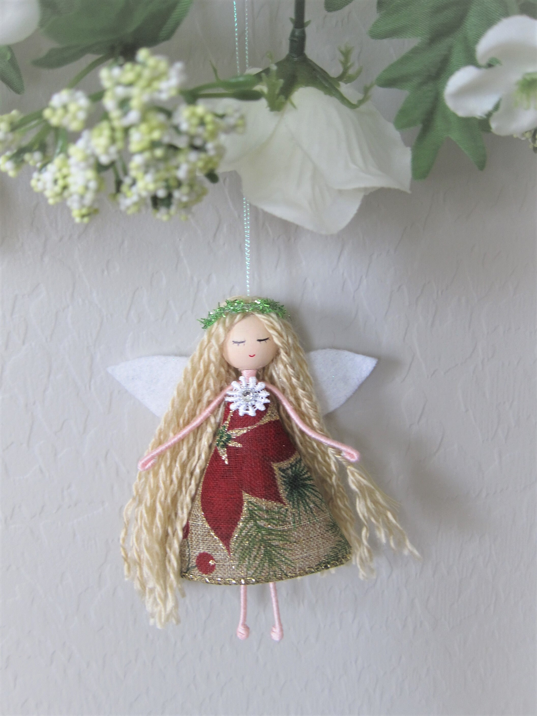 Christmas Fairy doll Ornament Poinsettia Fairy Ornament Etsy