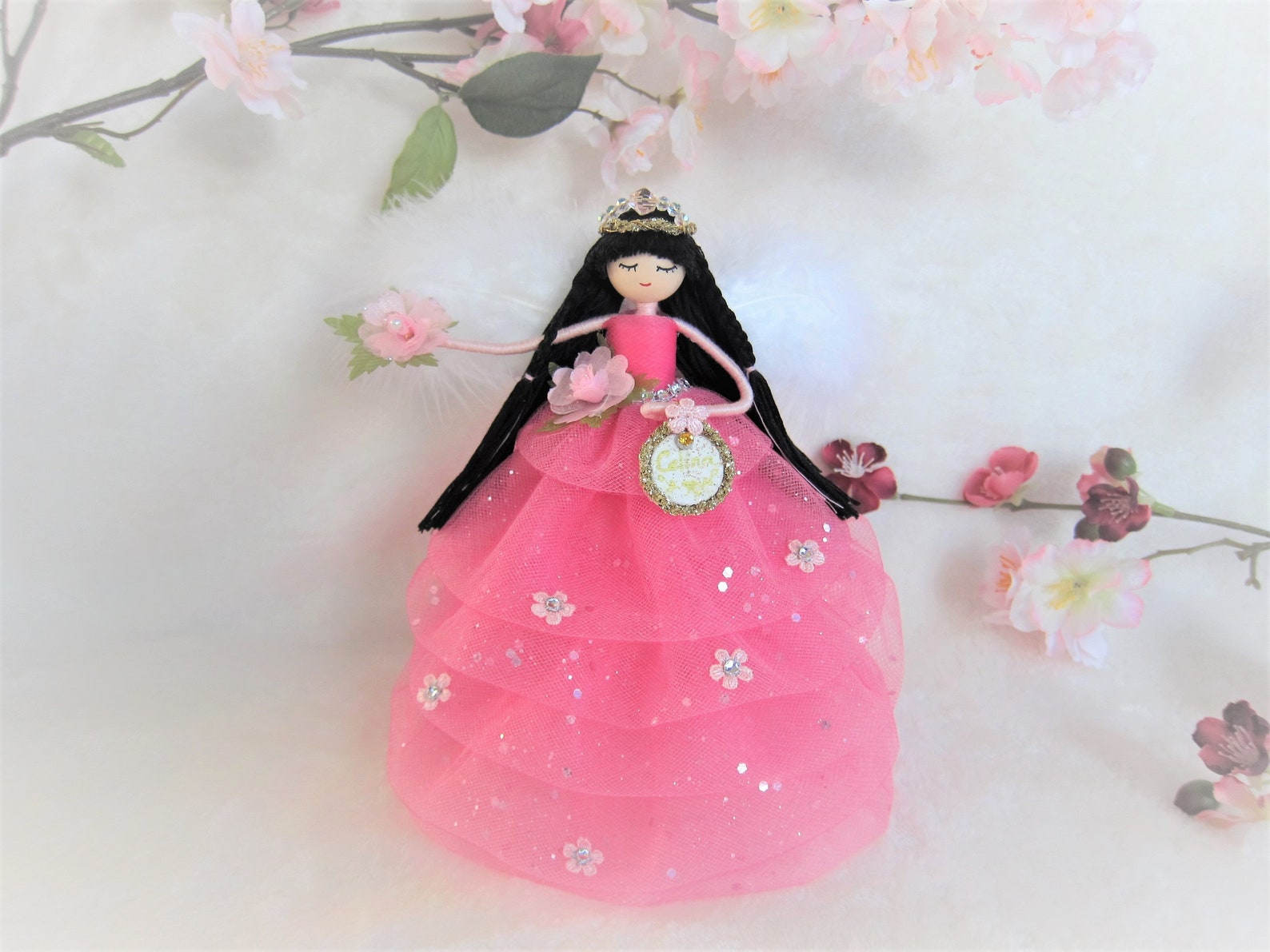 Pink Fairy Doll Christmas Fairy Tree Topper Handmade Flower Etsy UK
