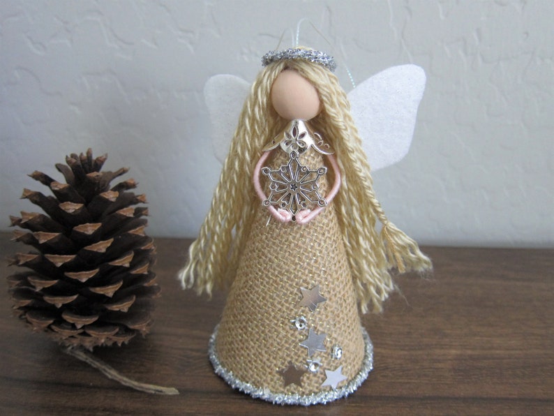 Mini Angel Tree Topper Burlap Angel Doll Handmade Angel Etsy