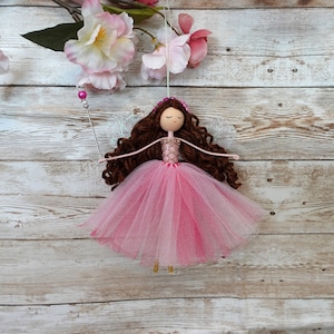 Custom Ballerina fairy doll, Pink fairy ornament, ballerina ornament, Christmas ballerina fairy tree ornament, handmade ballerina doll