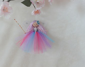 Ballerina fairy doll, Rainbow fairy ornament, ballerina ornament, miniature fairy, Christmas fairy tree ornament, handmade ballerina doll