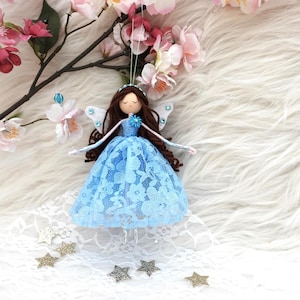 Blue Fairy Doll, Handmade Fairy Doll, Flower Fairy Doll, Fairy Doll Decoration, Custom Fairy Doll