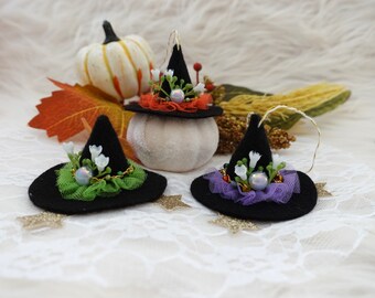 Mini witch hat, Halloween decorations, Witch hat decoration, Felt witch hats, Witch hat ornaments