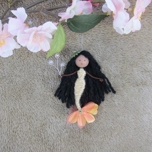 OOAK African-American Mermaid fairy doll, flower fairy doll, handmade mermaid doll, mermaid Christmas fairy ornament