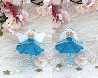 Miniature Fairy, Blue Doll Girl, Blue Fairy Ornament, Ballerina Ornament, Christmas tree fairy ornament, Handmade Fairy Doll, Pixie doll