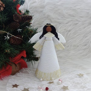 8'' Angel Tree Topper, White Christmas Angel, Felt Angel Doll, Handmade ...