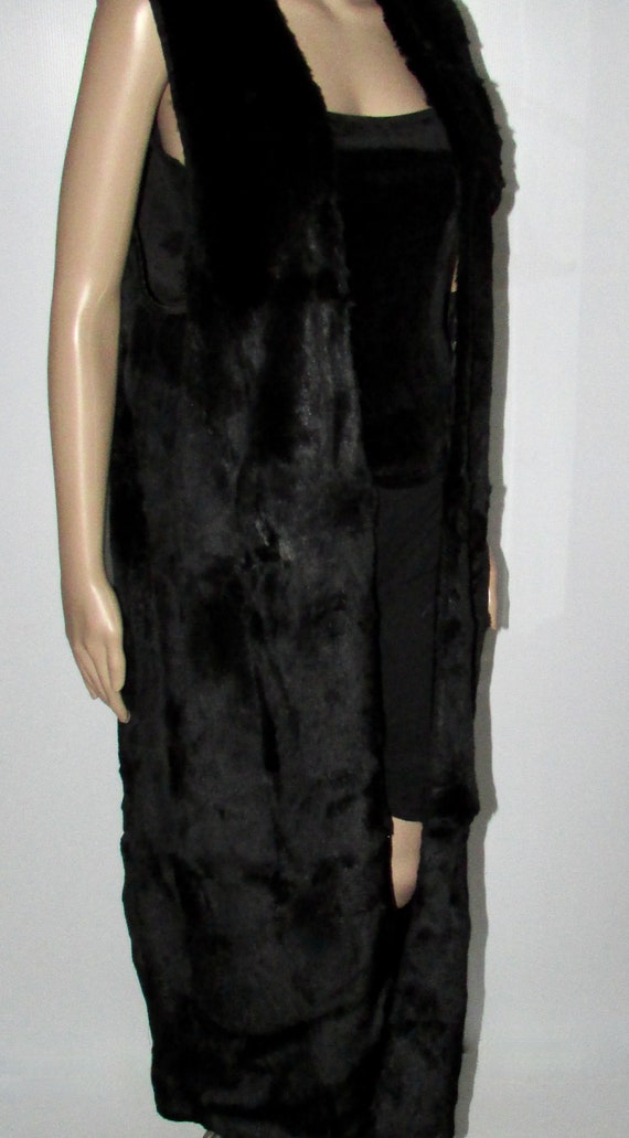 Vtg black sheared opossum fur vest for craft or p… - image 2