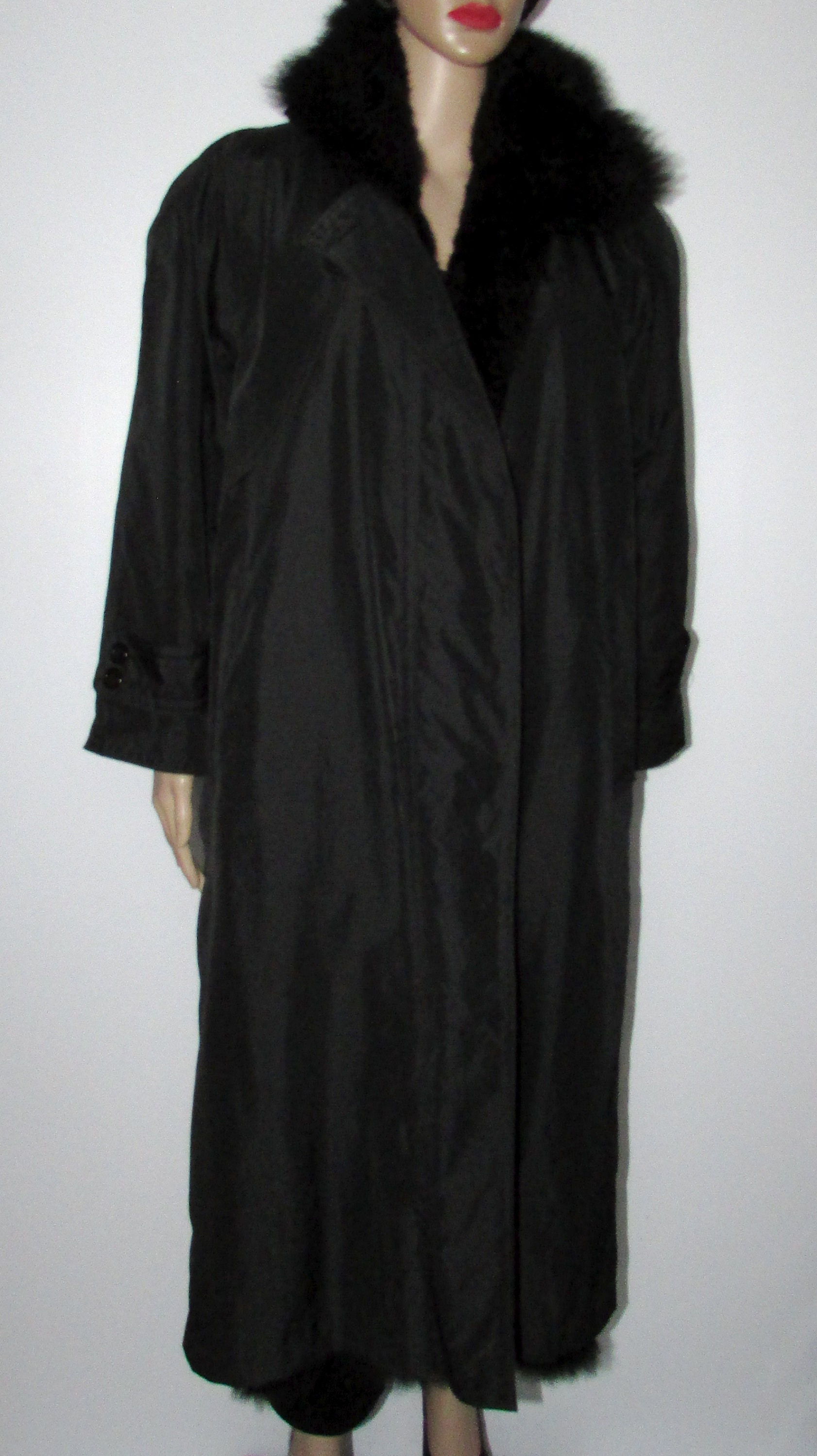 Vtg joli manteau trench de fourrure d opossum noir pelisse Vtg black opossum pelisse fur coat trench bust 42 Etsy Canada
