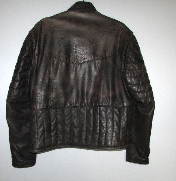 Vintage beautiful dark brown  leather biker or mo… - image 3