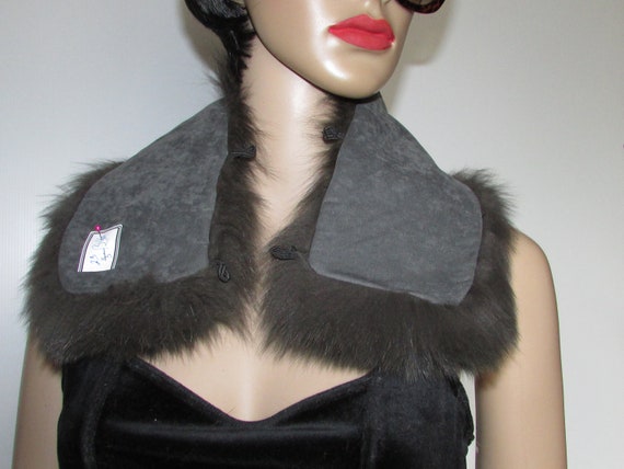 Vtg  green lichen neck warmer  fox  fur collar/Jo… - image 5