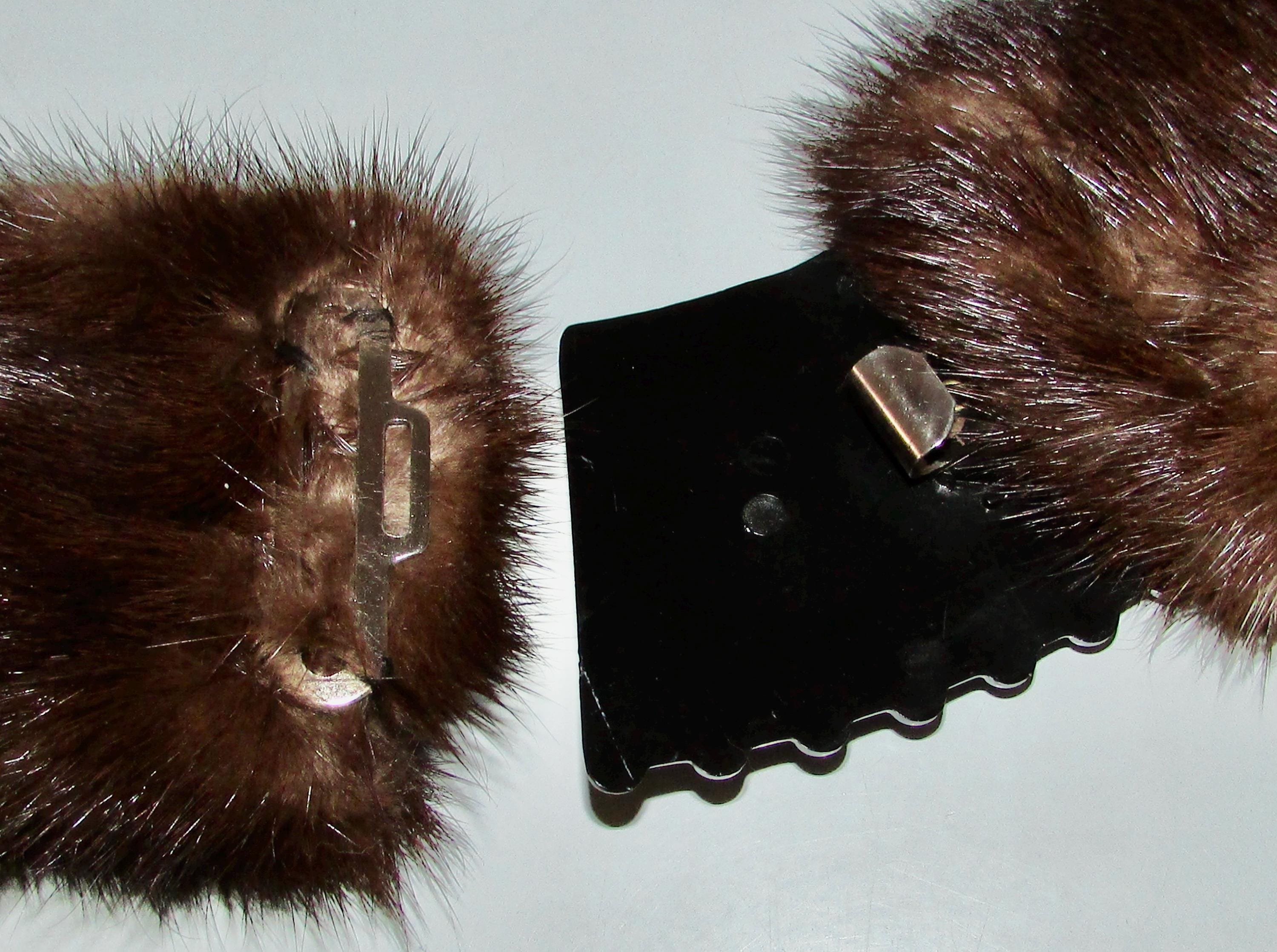 Vintage Dark Brown Mink Real Fur Belt / Very Pretty Belt in  display picture 3
