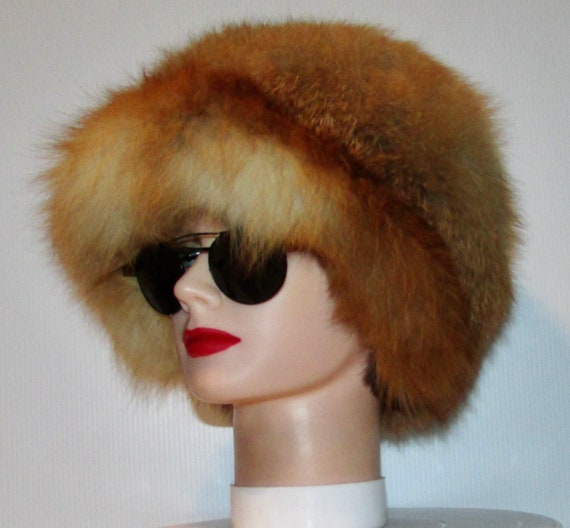 Vintage superb real red fox fur hat with brim /ma… - image 3