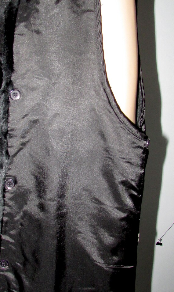 Vtg black sheared opossum fur vest for craft or p… - image 8